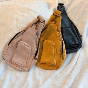 Stylish Women’s Sling Bag - Pink, Mustard, Black vegan leather. 1 @$17 OR 3 @$45